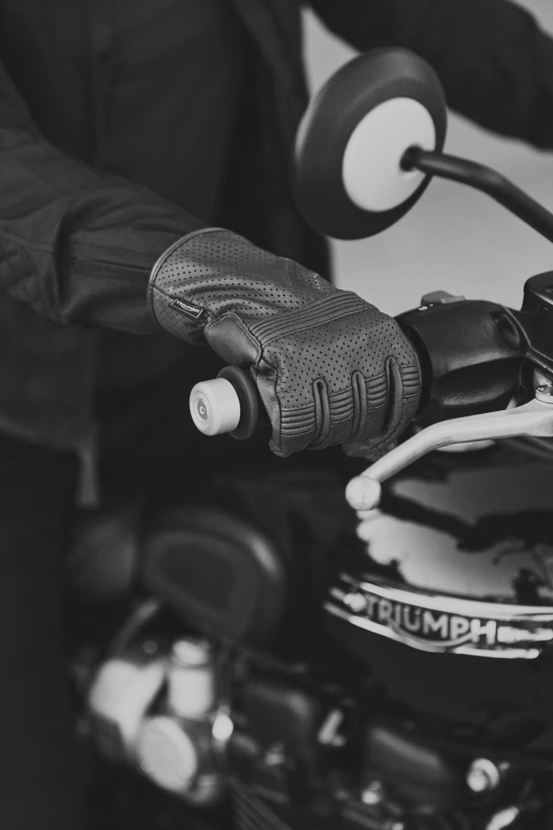 Cali Perforated Leather Gloves on a triumph motorbike