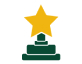 A gold star award icon above a green pedestal on a light background.