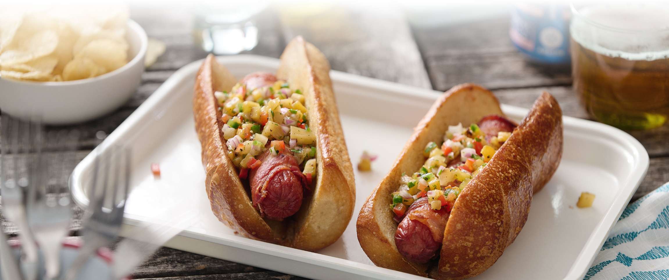 Hero - Full Width/Performancefoodservice-DISHRecipes-Bacon_Hot_Dogs-herofull
