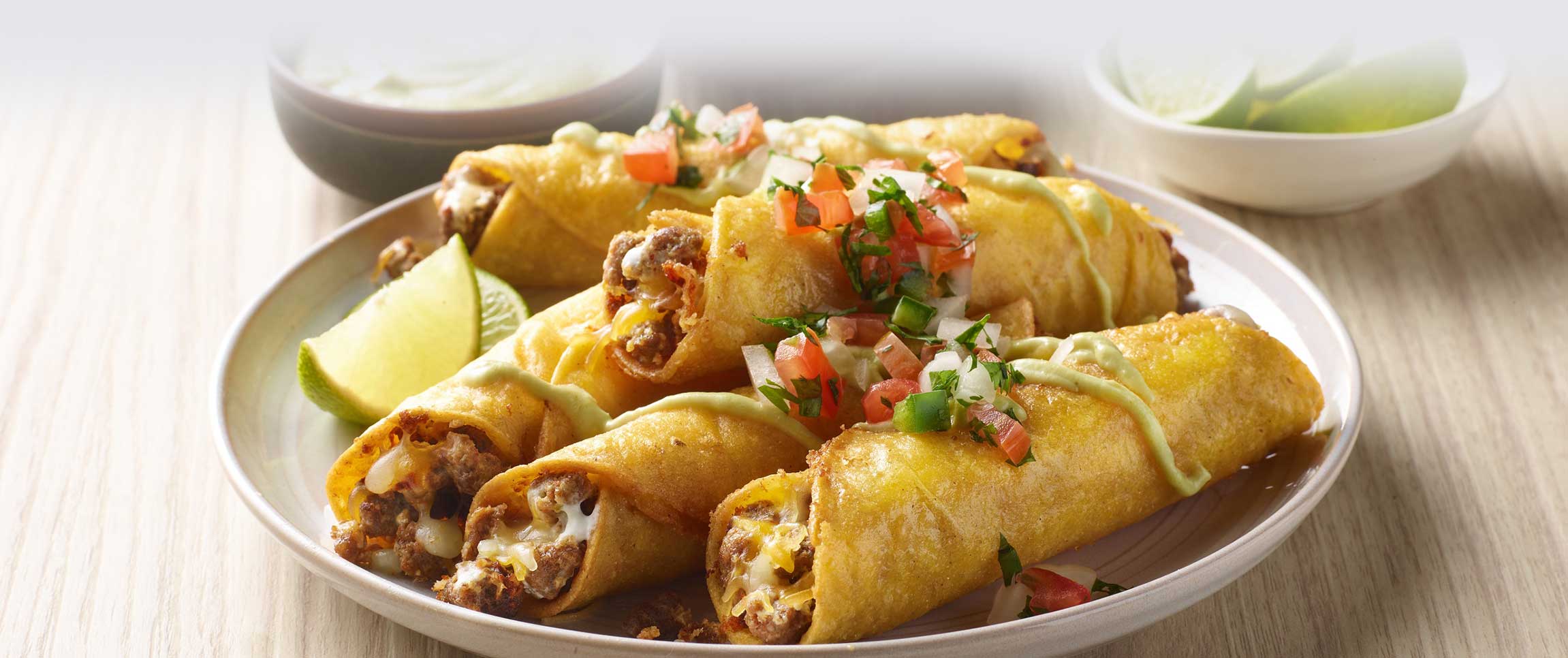 Hero - Full Width/performancefoodservice-recipes-SpicyBeefTaquitos-herofull