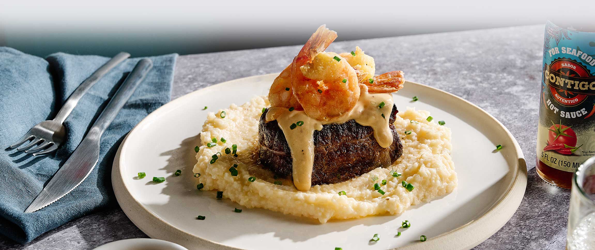 Hero - Full Width/Performancefoodservice-DISHRecipes-Surf_N_Turf_Grits-herofull