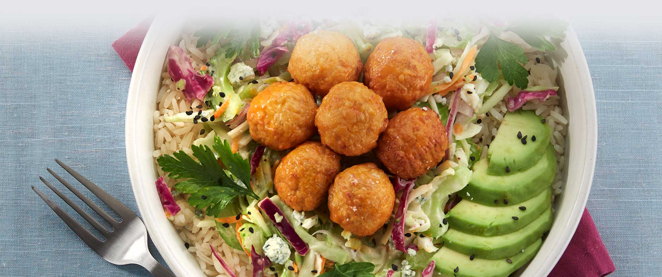 Hero - Full Width/performancefoodservice-recipes-Buffalo_Style_Chicken_Meatball_Protein_Bowl-herofull