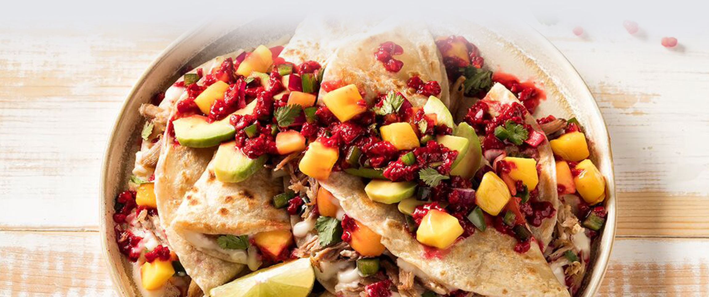 Hero - Full Width/performancefoodservice-recipes-RaspberryMangoPorkQuesadilla-herofull