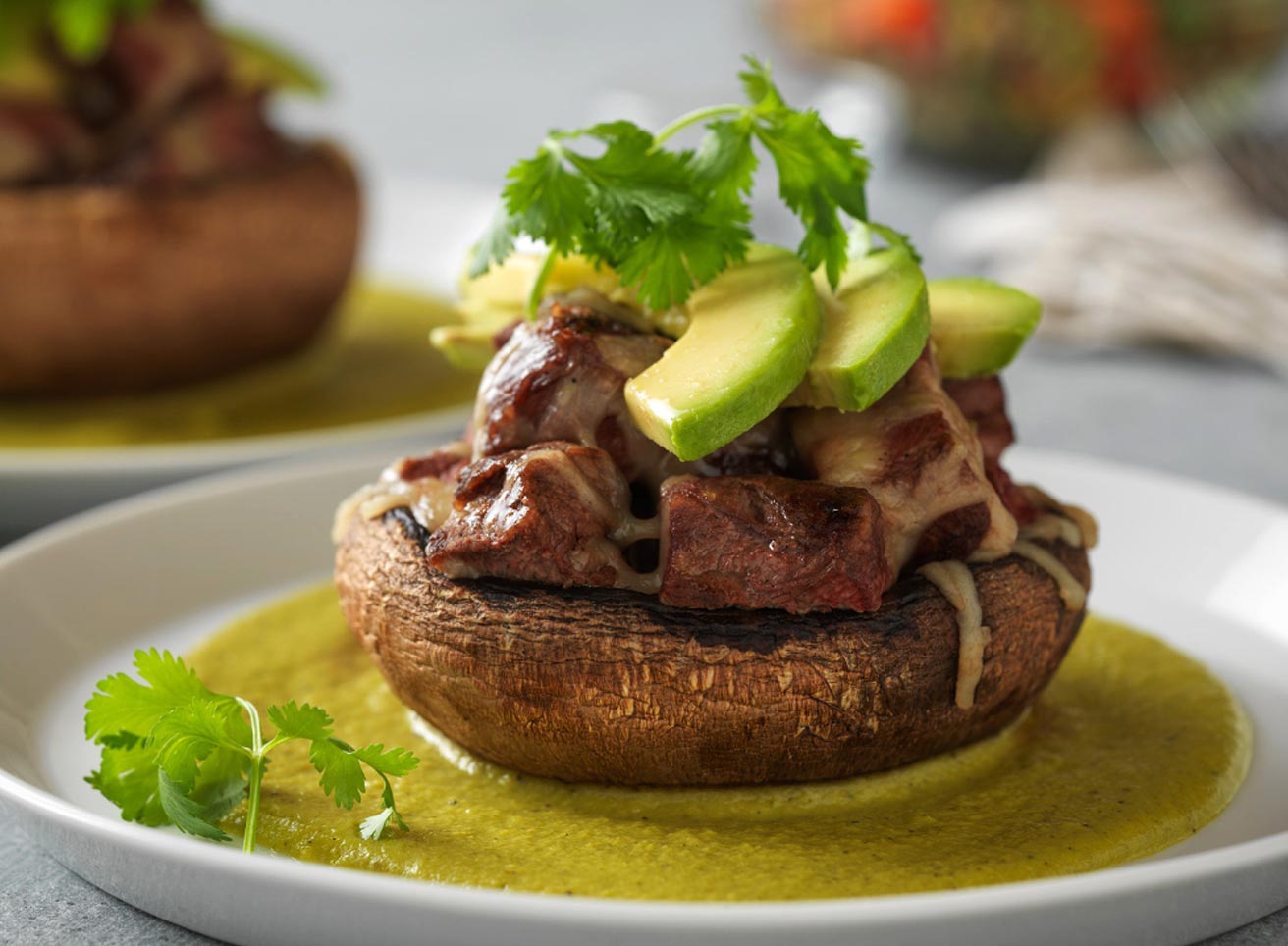 Hero - Half Width/performancefoodservice-Recipes-STEAKSTUFFED-PORTABELLO-CREAMY-POBLANO-SAUCE-heroHalf