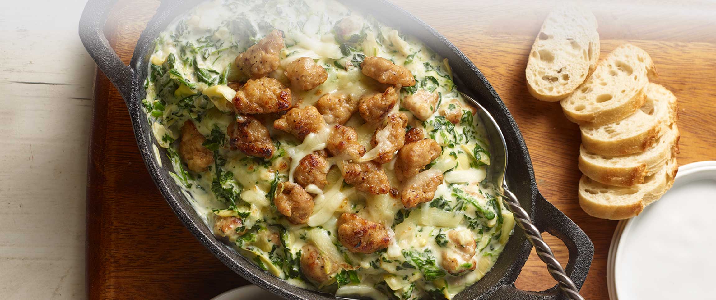 Hero - Full Width/performancefoodservice-Recipe-SausageSpinachArtichokeDipNEW-HeroFull