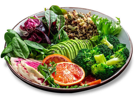 fresh produce in a salad bowl