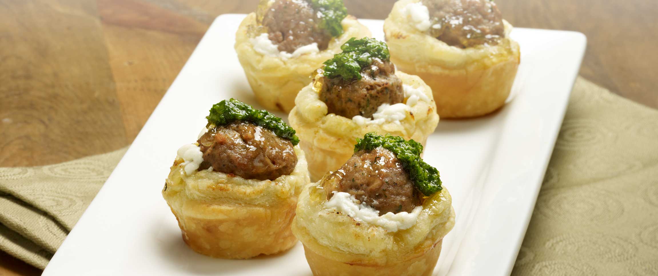 Hero - Full Width/performancefoodservice-Recipes-PestoMeatballPastry-heroFull
